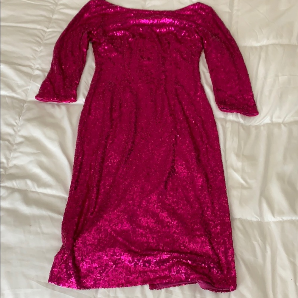 Hot pink sequin dress